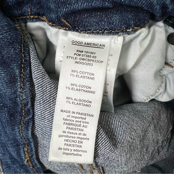Good American Good Waist Chewed Back Pockets Skinny Jeans Sz 15 - Picture 8 of 8